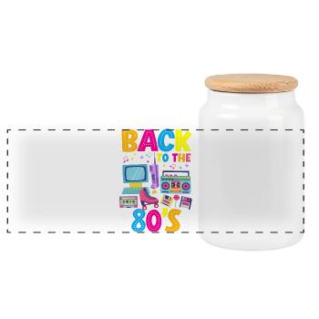 Retro Back to the 80s Vintage Design - Panorama Keksdose mit Holzdeckel - Weiß - Vorne