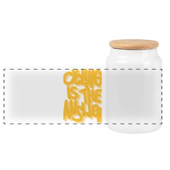 Cycling is the answer yellow - Panoramic Cookie Jar with Wooden Lid - white - Front