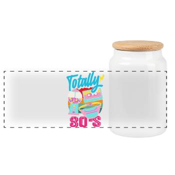 Retro Back to the 80s Vintage Design - Panorama Keksdose mit Holzdeckel - Weiß - Vorne