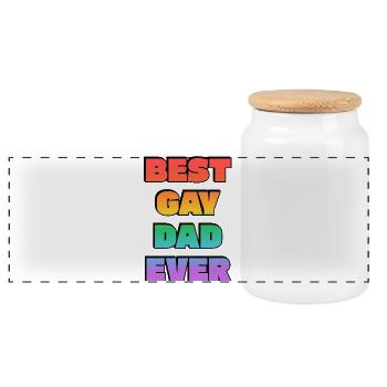 Best Gay Dad Ever Rainbow - Panoramic Cookie Jar with Wooden Lid - white - Front