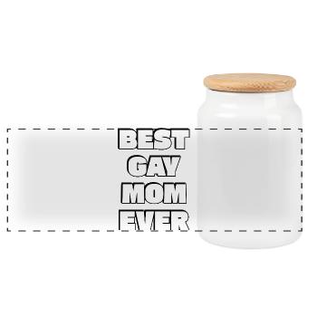Best Gay Mom Ever LGBT Pride - Panoramic Cookie Jar with Wooden Lid - white - Front