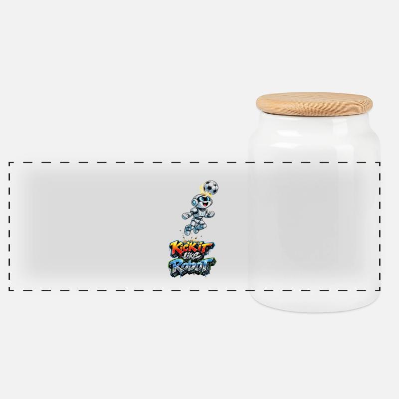 Header Robot - Panoramic Cookie Jar with Wooden Lid - white
