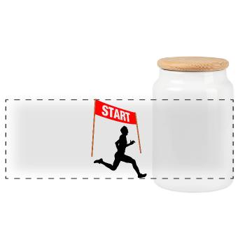 Départ des coureurs – Jour de la course - Boîte à biscuits avec couvercle en bois - blanc - Devant
