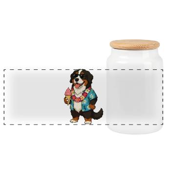 Un chien hawaïen avec de la glace - Boîte à biscuits avec couvercle en bois - blanc - Devant