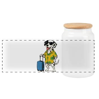 Dalmatian in Hawaiian Look Chien de voyage - Boîte à biscuits avec couvercle en bois - blanc - Devant