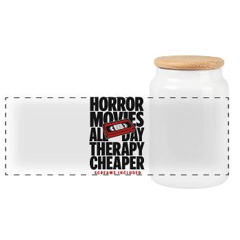 Horror Movies All Day Therapy - Panorama Keksdose mit Holzdeckel - Weiß - Vorne