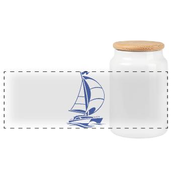Segeln Katamaran Jacht Segelsport Silhouette  - Panorama Keksdose mit Holzdeckel - Weiß - Vorne