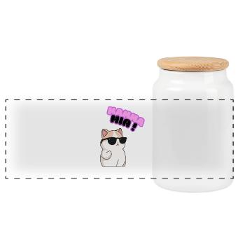 Katzencool mit Sonnenbrille – Miau - Panorama Keksdose mit Holzdeckel - Weiß - Vorne