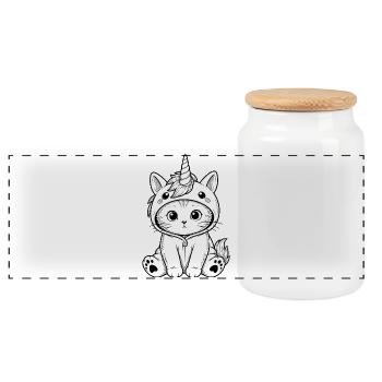 Sweat à capuche licorne chaton - Boîte à biscuits avec couvercle en bois - blanc - Devant