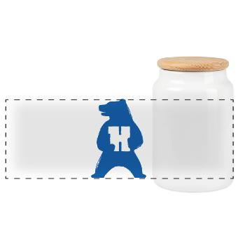 H-Bär Silhouette Blau - Panorama Keksdose mit Holzdeckel - Weiß - Vorne