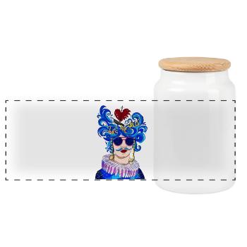 What you want - Panoramic Cookie Jar with Wooden Lid - white - Front