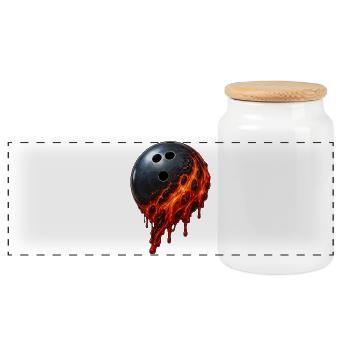 Lava Bowling Kugel - Panorama Keksdose mit Holzdeckel - Weiß - Vorne
