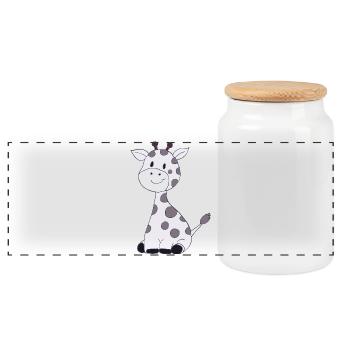 Petite girafe - Boîte à biscuits avec couvercle en bois - blanc - Devant