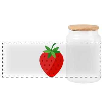 strawberry - Panoramic Cookie Jar with Wooden Lid - white - Front