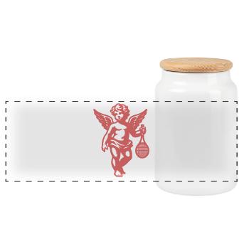 Tennis Shirt Angel Cherub Retro Renaissance Fun - Panoramic Cookie Jar with Wooden Lid - white - Front