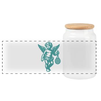 Tennis Shirt Angel Cherub Retro Renaissance Green - Panoramic Cookie Jar with Wooden Lid - white - Front