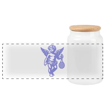 Tennis Fun Hoodie Angel Cherub Retro Renaissance - Panoramic Cookie Jar with Wooden Lid - white - Front