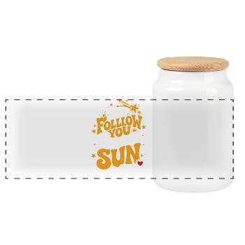 Je te suivrai jusqu’au soleil - Boîte à biscuits avec couvercle en bois - blanc - Devant