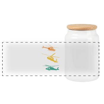 Helicopter Retro Pilot - Panoramic Cookie Jar with Wooden Lid - white - Front