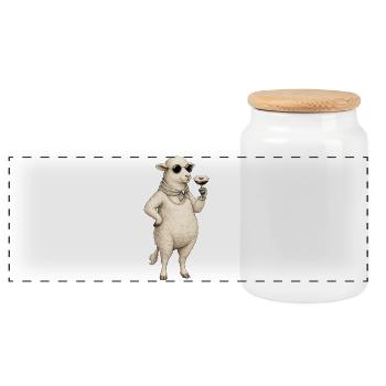 Cocktail Sheep with Style - Panoramic Cookie Jar with Wooden Lid - white - Front
