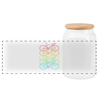 Bicycle Retro Pastel Rainbow - Panoramic Cookie Jar with Wooden Lid - white - Front