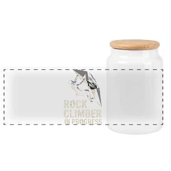 Grimpeur de paroi rocheuse en construction - Boîte à biscuits avec couvercle en bois - blanc - Devant