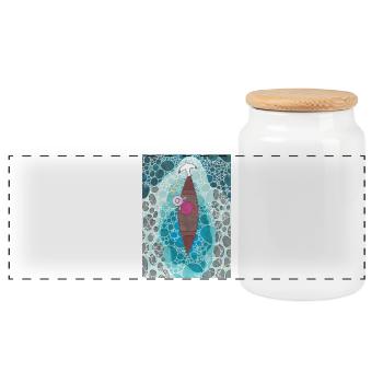 Made by Zaneta - Panoramic Cookie Jar with Wooden Lid - white - Front