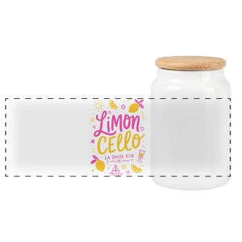 Limoncello - Panorama Keksdose mit Holzdeckel - Weiß - Vorne