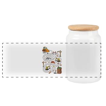 Construction Maze Adventure - Panoramic Cookie Jar with Wooden Lid - white - Front