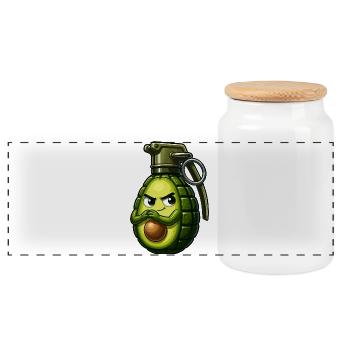 Avocado Granate Aggro - Panorama Keksdose mit Holzdeckel - Weiß - Vorne
