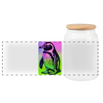 pingouin - Boîte à biscuits avec couvercle en bois - blanc - Devant