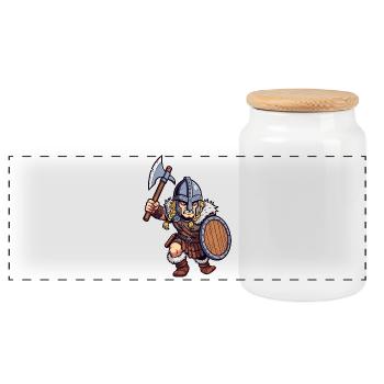 Fighting Germanic - Panoramic Cookie Jar with Wooden Lid - white - Front