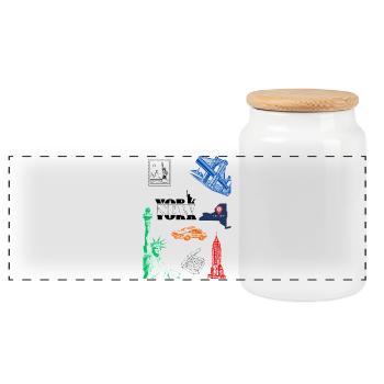 New York - Boîte à biscuits avec couvercle en bois - blanc - Devant