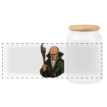 Mage des runes au bâton de cristal - Boîte à biscuits avec couvercle en bois - blanc - Devant
