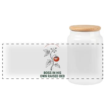 Cadeau drôle de chemise de jardinier en lit surélevé - Boîte à biscuits avec couvercle en bois - blanc - Devant