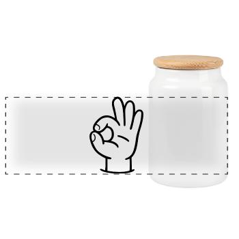 OK signe - Boîte à biscuits avec couvercle en bois - blanc - Devant