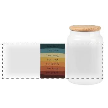 Affirmations arc-en-ciel - Boîte à biscuits avec couvercle en bois - blanc - Devant