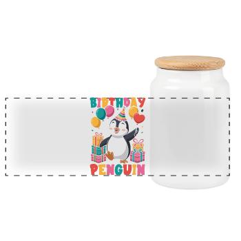 Pingouin mignon - Cadeau pour l’amoureux des manchots - Boîte à biscuits avec couvercle en bois - blanc - Devant