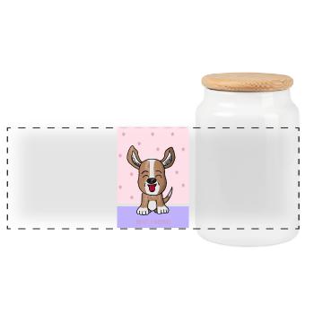 Kawaii Hund Bester Freund  - Panorama Keksdose mit Holzdeckel - Weiß - Vorne