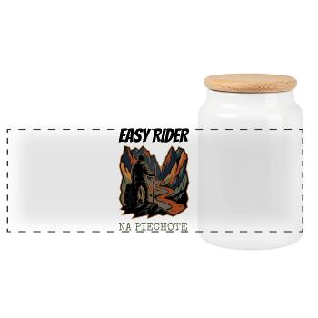 Foot rider - Panoramic Cookie Jar with Wooden Lid - white - Front