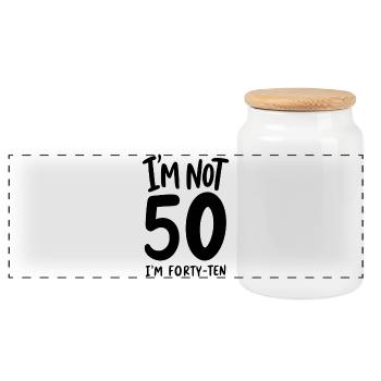 50e anniversaire - Je n’ai pas 50 ans, j’en ai quarante-dix - Boîte à biscuits avec couvercle en bois - blanc - Devant