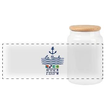 Ancre et vagues de La Baule - Boîte à biscuits avec couvercle en bois - blanc - Devant