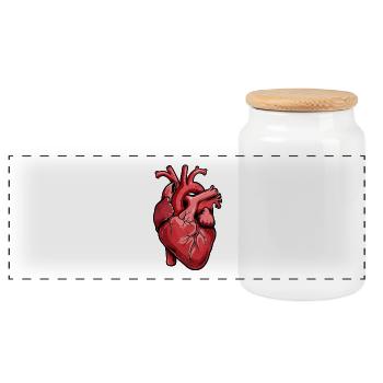 Cœur d’anatomie rouge - Boîte à biscuits avec couvercle en bois - blanc - Devant