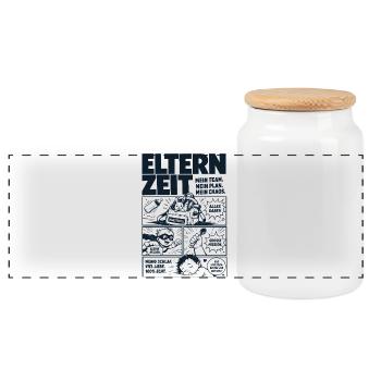 Elternzeit Mein Team Mein Plan Mein Chaos - Panorama Keksdose mit Holzdeckel - Weiß - Vorne