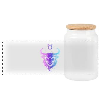 Cosmic Taurus Taurus Gradient - Panoramic Cookie Jar with Wooden Lid - white - Front