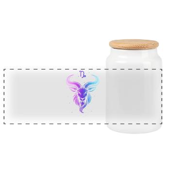Chèvre colorée avec motif d’étoiles - Boîte à biscuits avec couvercle en bois - blanc - Devant