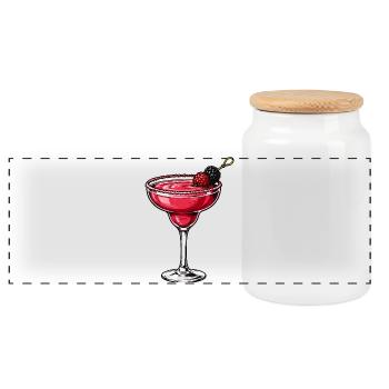 Berry cocktail in a ruby red glass - Panoramic Cookie Jar with Wooden Lid - white - Front