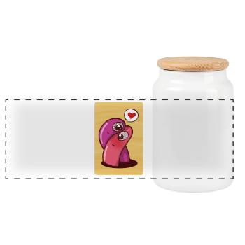 Hug from Enamora@s - Panoramic Cookie Jar with Wooden Lid - white - Front