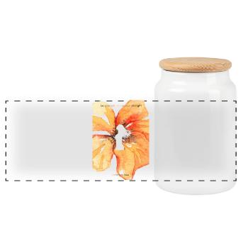 Sois toi-même - Silhouette florale d’hibiscus - Boîte à biscuits avec couvercle en bois - blanc - Devant