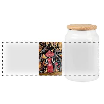 Dame Mushrooom - Boîte à biscuits avec couvercle en bois - blanc - Devant